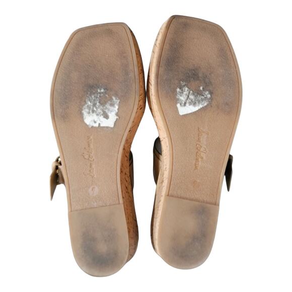 Sam Edelman Anna Beige Patent Leather Buckle Platform Sandals Women's Size 9M - Picture 5 of 8